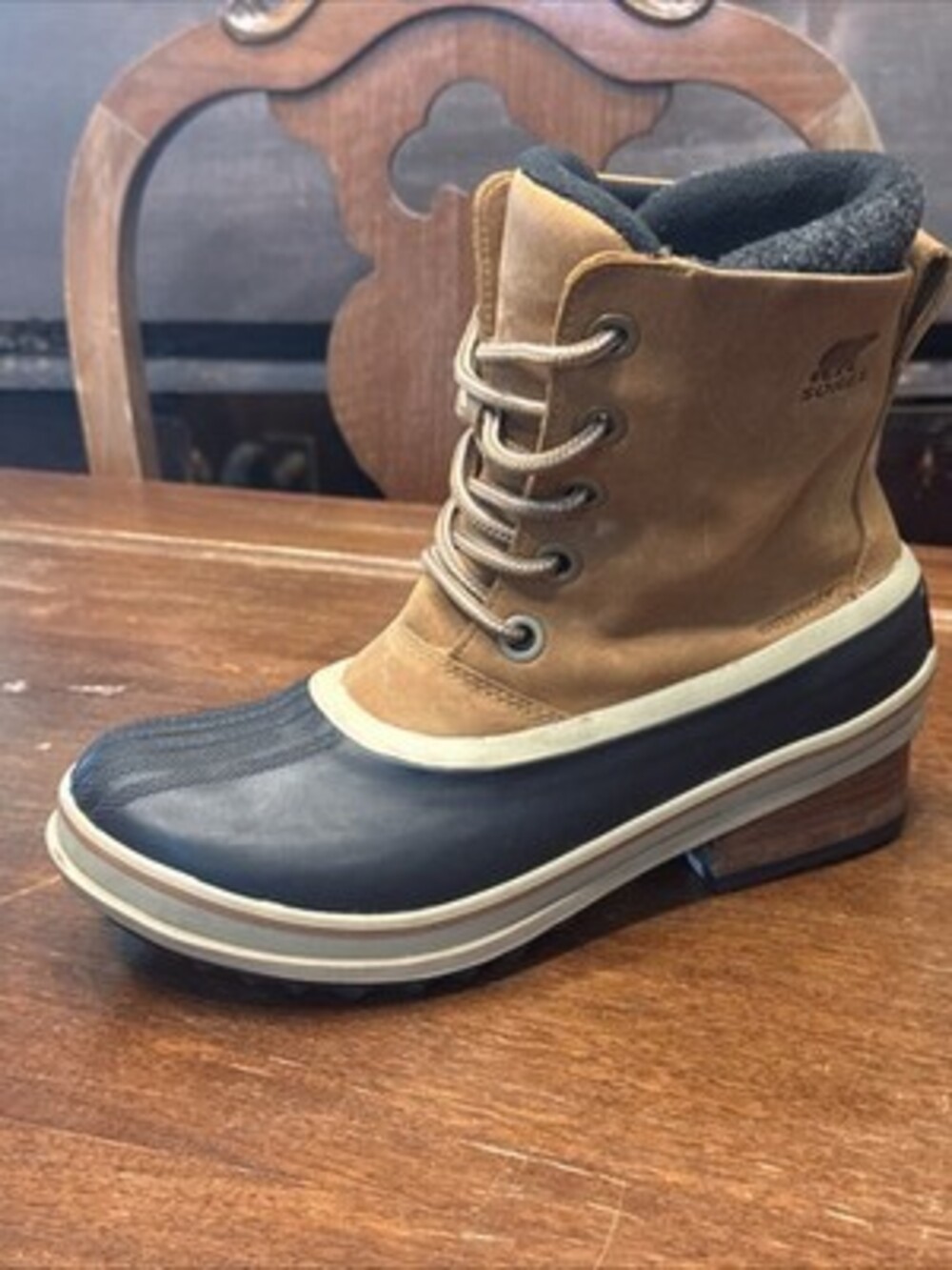 Sorel Slim Pack III Lace Leather Boots Women’s Size 8 Khaki - Picture 2 of 15